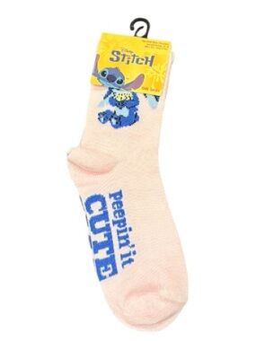 Disney light pink Socks with Blue Stitch Graphic